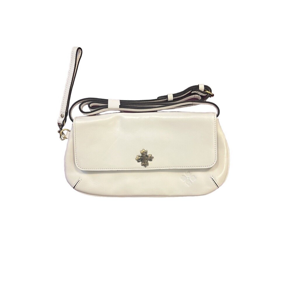 Patricia Nash Caprina Vintage Distressed Leather Crossbody Clutch White Dust Bag